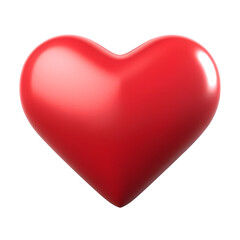 Fototapeta premium 3d red heart icon in cartoon plastic style minimal isolated on transparent white background, love and favorite symbol concept