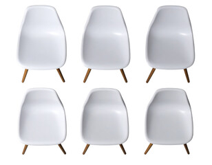 Modern White Plastic Chairs Set, Top Plan View, Interior Mockup, AI Generative, Transparent PNG Background