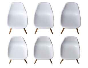 Modern White Plastic Chairs Set, Top Plan View, Interior Mockup, AI Generative, Transparent PNG Background