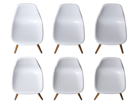 Modern White Plastic Chairs Set, Top Plan View, Interior Mockup, AI Generative, Transparent PNG Background