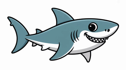Obraz premium Cartoon Shark Character with Friendly Smile Illustration for Children and Educational Purposes Stock Image Design
