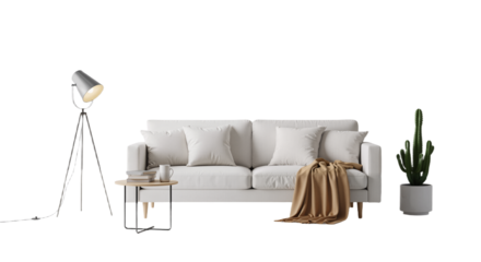 Minimalist Living Space: Modern Comfort with Natural Accents