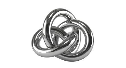 Naklejka premium Trefoil knot, isolated on transparent background, in chrome finish