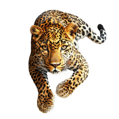 Obraz premium leopard, close-up of a leopard resting on a tree branch, isolated on transparent background