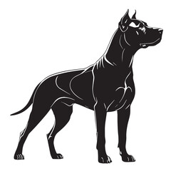 black dogoargentino Silhouette Vector, High Quality Illustration on White Background