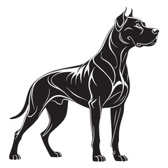 black dogoargentino Silhouette Vector, High Quality Illustration on White Background
