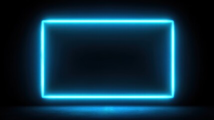 A captivating neon blue rectangle glowing against a dark backdrop creating a stunning visual effect for artistic design