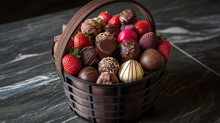 Gourmet Chocolate and Strawberry Gift Basket