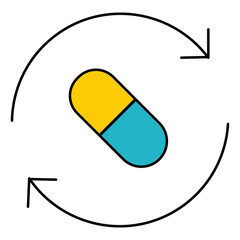 Flat Vector Icon of Prescription Refill Service
