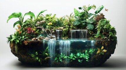 Lush Tropical Island Waterfall Oasis: A Serene Escape