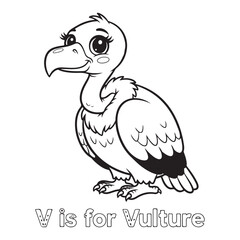 Cartoon vulture illustration for coloring book page use coloring page