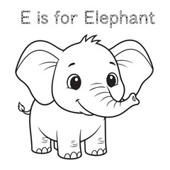 Obraz premium E is for elephant coloring page with cartoon elephant coloring page