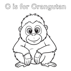 Obraz premium O is for orangutan coloring page with cartoon orangutan coloring page