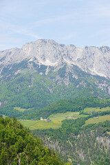 Fototapeta premium The panorama of Untersberg mountain ridge in the Berchtesgadener Alps, the boarder between Austria and Germany