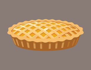 A Golden Baked Apple Pie with a Woven Lattice Crust - Vector Illustration
