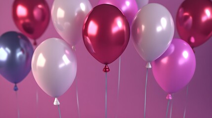 Shiny Metallic Balloons Festive Pink Purple Party Decoration