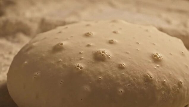 Ciabatta dough proof with bubbles