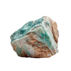 Green stone rock specimen, isolated, studio shot,  geology background, for mineral website
