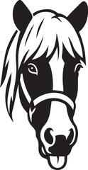Horse head with flowing mane and halter, Elegant equestrian vector art