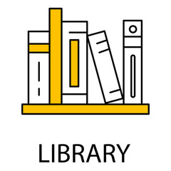 Bookshelf Library Vector Icon For Study Concept