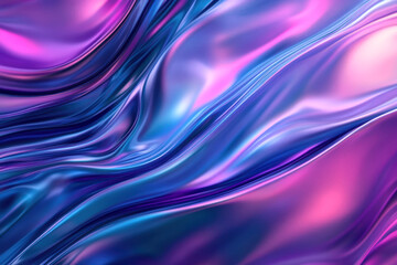 Naklejka premium Iridescent fabric waves with pink and blue hues background