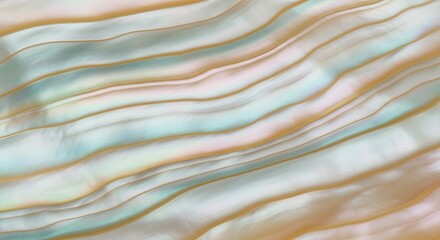 Obraz premium Abstract image of iridescent mother of pearl with wavy lines and pastel colors.