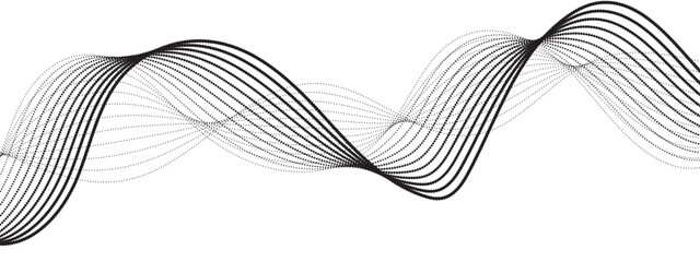 Minimalist black and white abstract wave pattern with smooth, flowing, parallel curved lines with  dynamic, rhythmic. Motion and depth, with a gradient effect from bold black to light gray