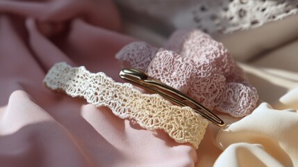 Delicate lace accessories on soft fabric showcase elegance and craftsmanship