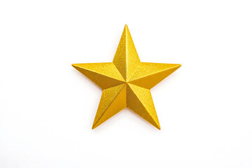 Golden five pointed star on white background perfect for awards or festive holiday design elements