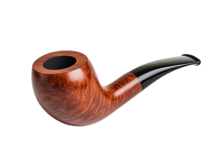 Classic tobacco pipe isolated on transparent background