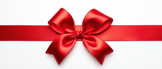 The Stunning Red Satin Ribbon Bow on a White Background