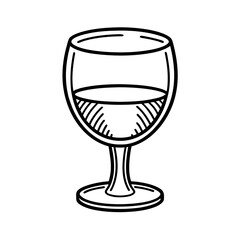 Clear crystal wine glass with red wine, isolated on a white background