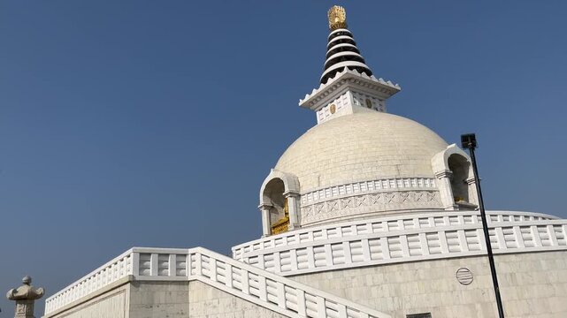 4k footage of Shanti Stupa is a Buddhist white-domed stupa in New Delhi, India