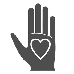 Obraz premium Stylized dark gray hand palm up icon