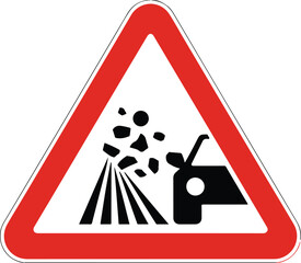 Pedestrian crossing warning road sign isolated on white background