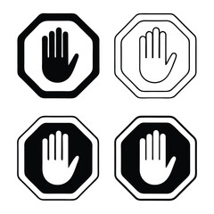 Stop hand gesture icon set for presentations