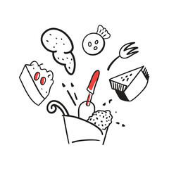 Street fast food dish set vector illustration