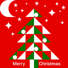 Merry Christmas Tree Bauhaus Minimalist Art Poster