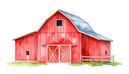Watercolor barn illustration (1)