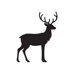 Reindeer silhouette vector flat illustration design on white background