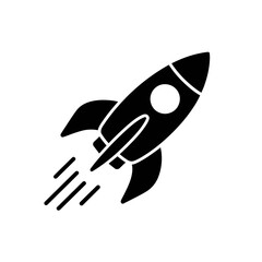 Simple rocket launch icon representing space exploration and startup business innovation concept