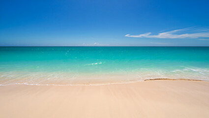 Obraz premium Idyllic Tropical Beach Scene with Turquoise Water and White Sand a Perfect Vacation Getaway and Travel Destination