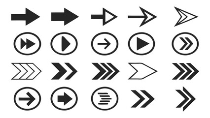 Diverse collection of arrow graphics in multiple colors