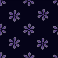 Seamless patter with blue flowers. Vector illustration. Fabric print