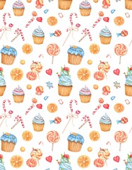 Watercolor sweets pattern