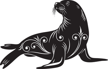 create need sea lion victor art silhouette on white background