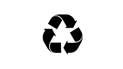 Black recycling symbol on white background arrows