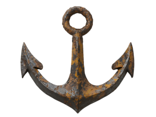 Rusty anchor isolated on transparent background