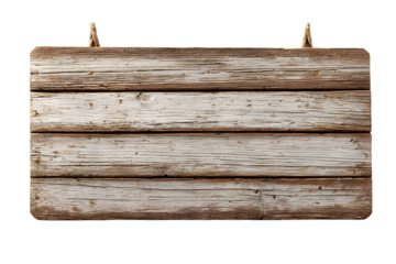 A wooden sign with a white background