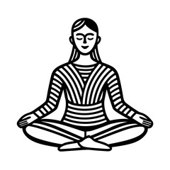 Silhouette of a woman meditating in yoga lotus position illustration